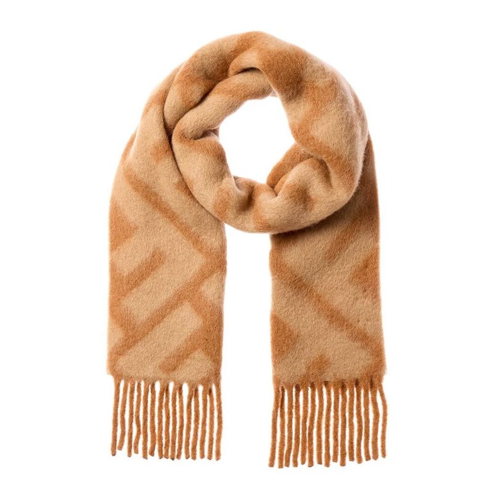 Fendi Ff Alpaca & Wool-Blend Scarf, Orange